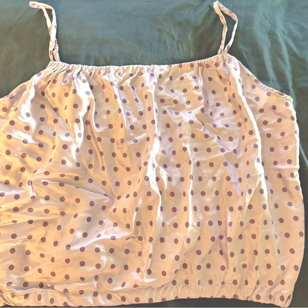 Lavender & Purple Victoria's Secret Dot Smocked Camisole Sleeveless Top